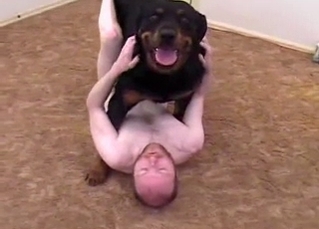 Horny beast fucking an old geezer