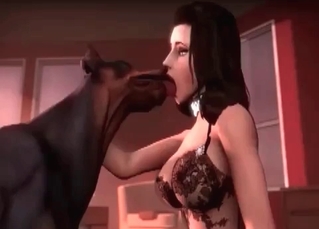 3D Doberman fucking human pussy