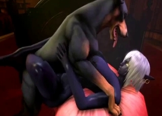 Dark Elf slut fucking a horny dog