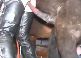 Assless chaps MILF fucks a horse